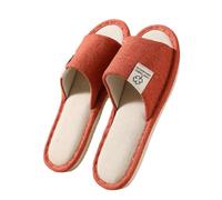 POMN Linen Slippers Disposable Slippers for Guests Bulk Pack for Hotel Shoeless Home Non-Slip Silence, Orange evening red in zigzag pattern sunset chevron, 40/41.5 EU