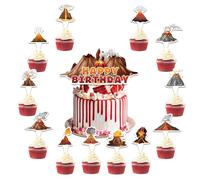 POMNUG 25-Piece Multi-Colored Volcano Cake Toppers & Cupcake Toppers for Volcano Party & Lava Birthday Party Accessories