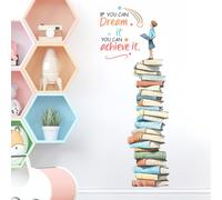 Pomodee Book Inspirational Quote Wall Stickers Peel and Stick Educational Wall Decals,School Reading Corner Wall Stickers for Kids Bedroom School Classroom,Positive Motivational