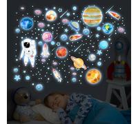 Pomodee Glow in Dark Space Wall Stickers - 272 PCS Planets & Stars for Kids
