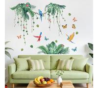 Pomodee Green Jungle Leaf Wall Stickers-Peel & Stick Palm Leaves for Home