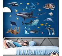 Pomodee Under The Sea Animal Wall Stickers-Shark Whale Octopus Peel & Stick