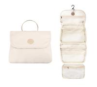 Pomodee White Hanging Toiletry Bag-PU Leather Travel Wash Bag for Women
