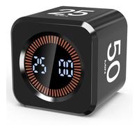 Pomodoro Timer Cube Visual Productivity Flip Timer for Kids Classroom Desk, 5/10/25/50min& Custom Countdown, Silent&Sound Mode Digital Cube for ADHD Study Work School Game Kitchen (Black)