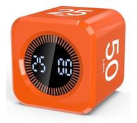 Pomodoro Timer Cube Visual Productivity Flip Timer for Kids Classroom Desk, 5/10/25/50min& Custom Countdown, Silent&Sound Mode Digital Cube for ADHD Study Work School Game Kitchen (Orange)