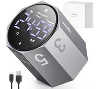 Pomodoro Timer, Desk Timer with Aluminum Alloy Frosted Metal, Productivity Hour Meter with Rotatable Screen and Large Digital Display, 1/3/5/10/25/30/60min & Custom Time, for Work,Kitchen,Fitness