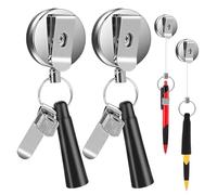 Pomoflexi 2 Pack Heavy Duty Retractable Pull Pen Pencil Holder Universal Retractable Lanyard Pen for Carpenters,Nurses,Waitresses