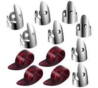 Pomoflexi Adjustable Finger Thumb Picks Set Includes 8Pcs Stainless Steel Finger Picks 4Pcs Plastic Thumb Picks for Guitar Banjo