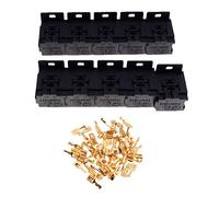 Pomoflexi Car Auto 30A-80A Relay Bracket Terminal Case Holder Relay Base Holder 5 Pin Socket with 50Pcs 6.3mm Terminals for Car
