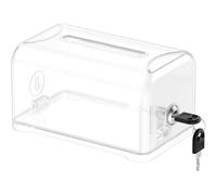 Pomoflexi Clear Acrylic Donation Box for Fundraising with Slot and Lock, Desktop Ballot Box Tip Jar Suggestion