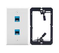 Pomoflexi Ethernet Wall Plate with Low Voltage Mounting Bracket,Single Gang 2 Port Cat6 Ethernet Cable Wall Outlet