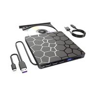 Pomoflexi External DVD RW Drive USB 3.0 Type C 7 In1 Interface Slim DVD CD Writer Burner Reader Player Optical Drive for Laptop PC