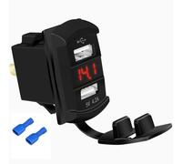Pomoflexi For Rocker Switch Panel Marine 12V USB Dual Charger Ports 4.2A Waterproof Outlet Socket Digital Voltmeter Red