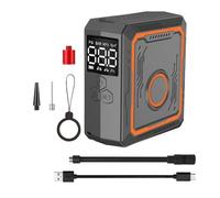 Pomoflexi Mini Electric Bike Air Pump 150PSI Powerful Air Compressor Pressure Display Motocycle Bike Tire Inflator Black Orange