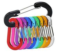 Pomoflexi Outdoor Mini Carabiner Clip 10pcs Aluminum Light Weight D-Shape Spring for Keychain Climbing Fishing Hiking Multicolour