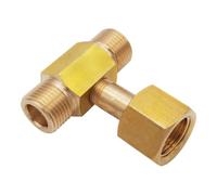 Pomoflexi W21.8-14 CO2 Tank Bottle Brass Threaded Tee Fitting 3 Way Connector Charging Fill Adaptor for Beer Homebrew Aquarium