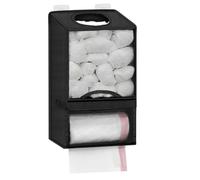 Pomoflexi Wall Mount Plastic for Shopping Bags-Grocery Bag Holder, Bag Organizer Featuring Trash Roll Dispenser Black