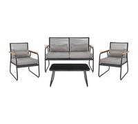 POMONTE 4 Seater Garden Lounge Set with Table Black Metal