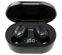 POMOQADK Wireless Headphones, True Wireless Earbuds with Led Display Charging Case, HD HiFi Stereo, One-click Smart Control, Built-in Mic, IPX7 Waterproof Bluetooth Earphones for Work and Sport