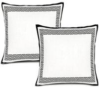 POMOTER 2 Pack of Greek Key Black Throw Pillow Cover with Geometric Background Home Decorative Square Cushion Covers Cotton Linen Home Decor Palm Pillowcase 20x20Inch