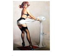 POMOTER Metal Poster Pin-up Girl Adorable Sexy Lingerie Vintage Metal Tin Sign 8x12 Inch Retro Art Home Bathroom Bedroom Wall Decor