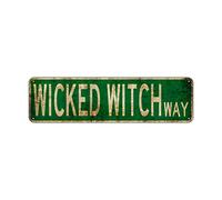 POMOTER Vintage Wicked Witch Way Street Sign Rustic Aluminium Metal Tin Sign 4x16 Inch Home Poster Bar Pub Decor