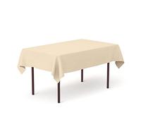 Pomp Beige 60" x 84" Premium Polyester Tablecloth | Wrinkle + Stain Resistant Easy Care Fabric | Fits 6FT Rectangle Table