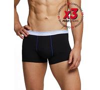 POMPEA 3 Pairs Men's Cotton Boxer Briefs with Contrast Stitching and Logo Strap, black/blue, L