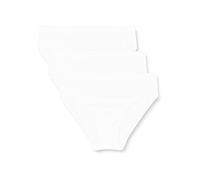 POMPEA 3 Pairs Women's Microfibre Briefs, Seamless Underpants, Comfort and Elasticity, White, S-M