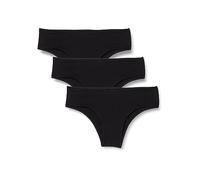 Pompea 3 Pieces Women's Cotton Stretch Briefs in Jersey Fabric with Flat Seams, Black, L