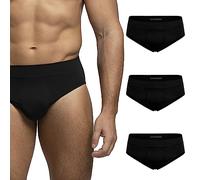 POMPEA Men's Slip U Seamless Briefs, Black, L-XL (Pack of 3)