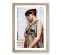 Pompeian Girl by John William Godward Framed Print | A2 Oak Framed Wall Art | Ready to Hang | Modern Nature Picture | Living Room Bedroom Lounge Office