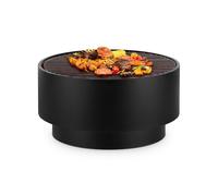 blumfeldt Pompeji - Fire Bowl & Grill, Fire Barrel, Chrome-Plated Grill Grate, Fire Bowl: Ã˜ 60 cm, Grill Grate: Ã˜ 56 cm, Dimensions: 60 x 40 cm (Ã˜xH), Charcoal Grid, with Bamboo Table Top, Black