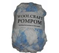 Pompom Knitting Yarn Woolcraft Branded 100% Polyester 6 Shades Available - 200g, 100m Ball (Blue & White)