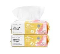 POMPOM LIFE Super Thick Dry Wipes, Ultra Soft Cotton Tissue for Adults and Baby,100% Cotton Disposable Face Towel for All Skin Type, 200 Count Facial Tissue for Cleansing,Skincare, Incontinence Care