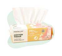 POMPOM LIFE Super Thick Dry Wipes, Ultra Soft Cotton Tissue for Adults and Baby,100% Cotton Disposable Face Towel for All Skin Type, 100 Count Facial Tissue for Cleansing,Skincare, Incontinence Care