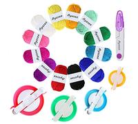 Pompom Maker, 4 Sizes Pom pom Makers for Fluff Ball Weaver Needle Craft DIY Wool Knitting Craft Tool Set Decoration+12PS Acrylic Yarn+1PS Scissors (17a)