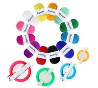 Pompom Maker, 4 Sizes Pom pom Makers for Fluff Ball Weaver Needle Craft DIY Wool Knitting Craft Tool Set Decoration +12PS Acrylic Yarn(16)