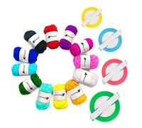 Pompom Maker,4 Sizes Pom pom Makers for Fluff Ball Weaver Needle Craft DIY Wool Knitting Craft Tool Set Decoration + 12Pcs Acrylic Yarn (16)