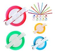 Pompom Maker Kits, Pom pom Knitting Loom Kit Fluff Ball Weaver Needle Craft DIY Knitting Crochet Craft Tool Kit, 4PS Pompom Maker+10PS Knitting Stitch Markers+10PS Plastic Needles(24)