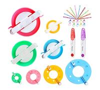 Pompom Maker Kits, Pom pom Knitting Loom Kit Fluff Ball Weaver Needle Craft DIY Knitting Crochet Craft Tool Kit, 8PS Pompom Maker+10PS Knitting Markers+10PS Needles+2PS Scissors (30)