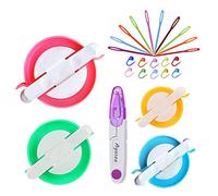 Pompom Maker Kits, Pom pom Knitting Loom Kit Fluff Ball Weaver Needle Craft DIY Knitting Crochet Craft Tool Kit, 4PS Pompom Maker+10PS Knitting Stitch Markers+10PS Plastic Needles+1PS Scissors (25)