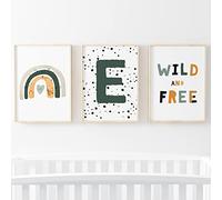Pompom Prints® Set of 3 Boys Bedroom Prints, Rainbow Nursery Prints, Scandi Boho Style Nursery Decor, Playroom Prints [Picture Frames not Included] (A4, E)
