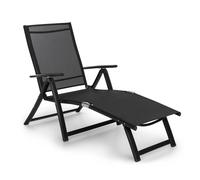 Pomporto Lounge Deck Chair PVC PE Aluminium 7-Step Anthracite