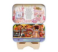 Pomrone Box Theatre Dollhouse Kit Cabin Miniature Landscape Tinplate Box Vintage Architectural LED Mini Dollhouse for Children and Adults