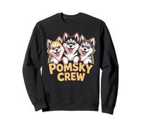 Pomsky Crew Cartoon Pomeranian Siberian Husky Mix Breed Dog Sweatshirt