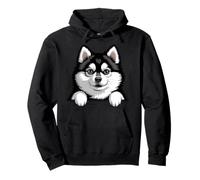 Pomsky Cute Peeking Pomeranian Husky Mix Dog Lover Pullover Hoodie