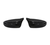 POMUHYE Side Wing Mirror Cover Cap Compatible With BMW For X6 E71 2008 2009 2010 2011 2012 2013 Carbon Fiber Look Glossy Black Rearview Side Mirror Cover Caps Horn Shape Accessories