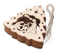 Pomurom 20 Pieces Wooden Nativity Tree Decorations, Shaped Nativity Scene Hanging Ornaments, Jesus Birth Scene Pendants With Rope for Crafts