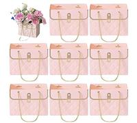 Pomurom 8 Count Flower Bouquet Bags, Pink, 15*10.5*10cm/5.91*4.13*3.94inch, Wedding, Mother's Day, Birthday, Thanksgiving, Graduation
